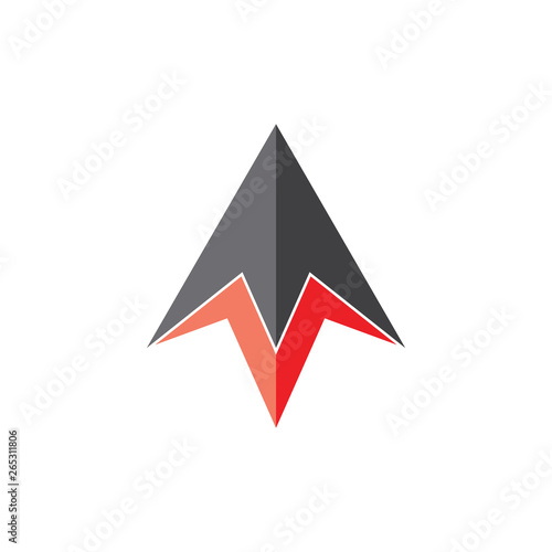 triangle arrow jet flame geometric brand logo vector