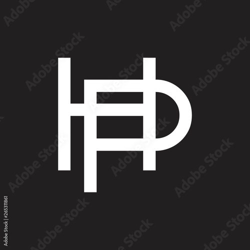 letter hp linked line design geometric logo