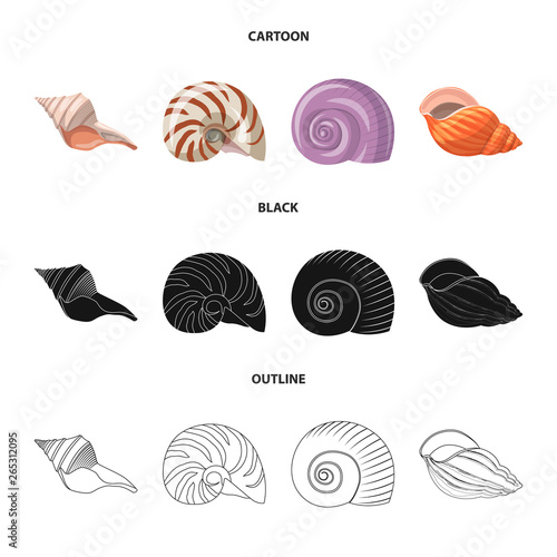Isolated object of animal and decoration symbol. Set of animal and ocean stock vector illustration.
