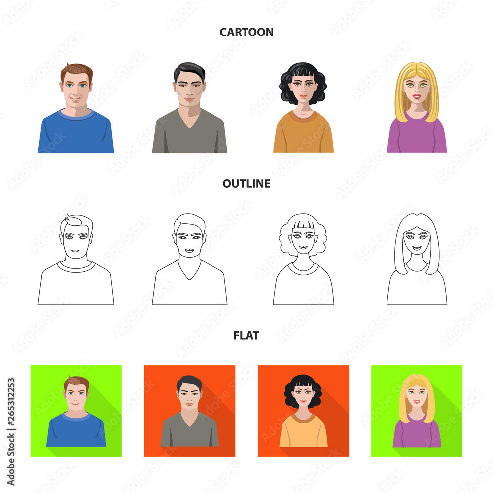 Isolated object of hairstyle and profession symbol. Set of hairstyle and character vector icon for stock. Isolated object of hairstyle and profession symbol. Set of hairstyle and character vector icon for stock.