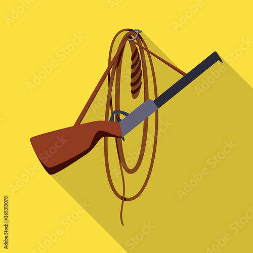 Vector illustration of rifle and whip icon. Collection of rifle and weapon stock vector illustration.