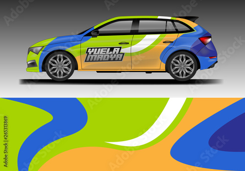 Car decal van wrap design vector. Graphic company background designs . Van  bus  truck  wrap design.