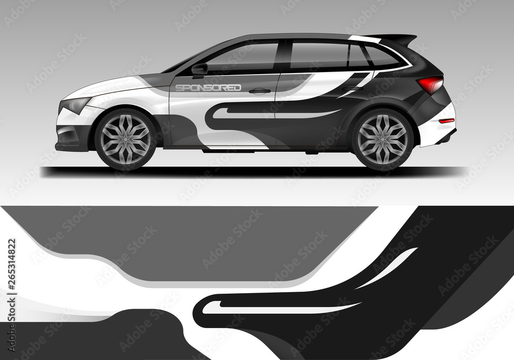 Car decal van wrap design vector. Graphic company background designs . Van, bus, truck, wrap design.