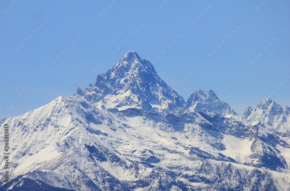 Monviso mountain with snow in Spring