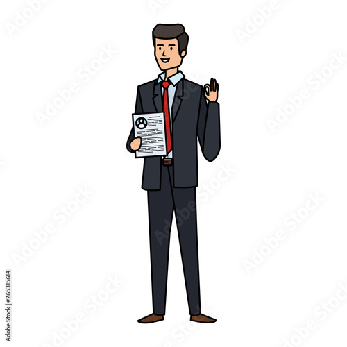 elegant businessman with document character