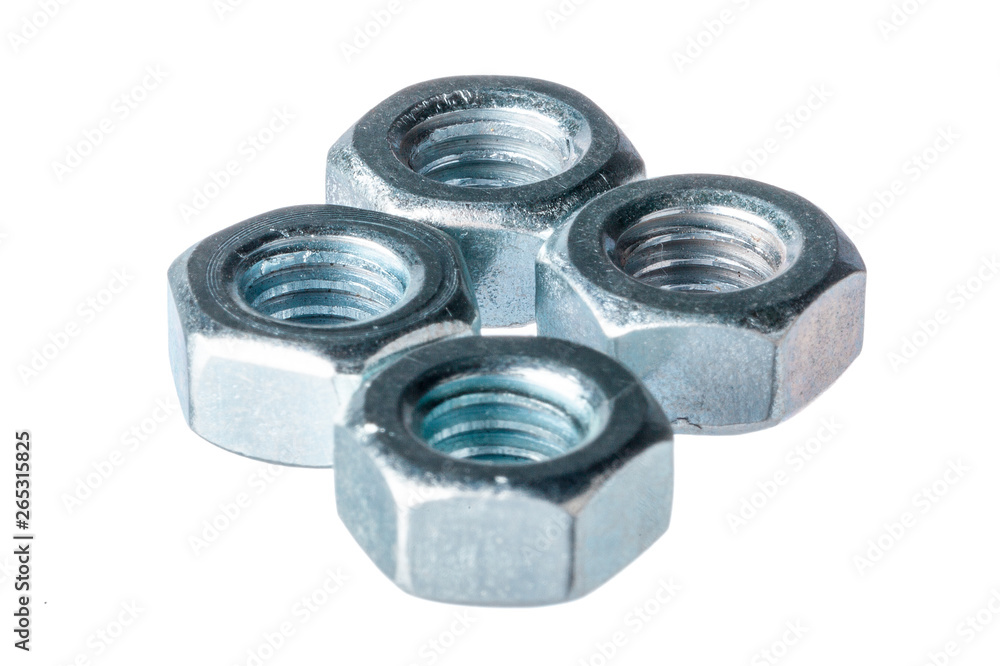 Metal nuts isolated on white background Metal nuts isolated on white background
