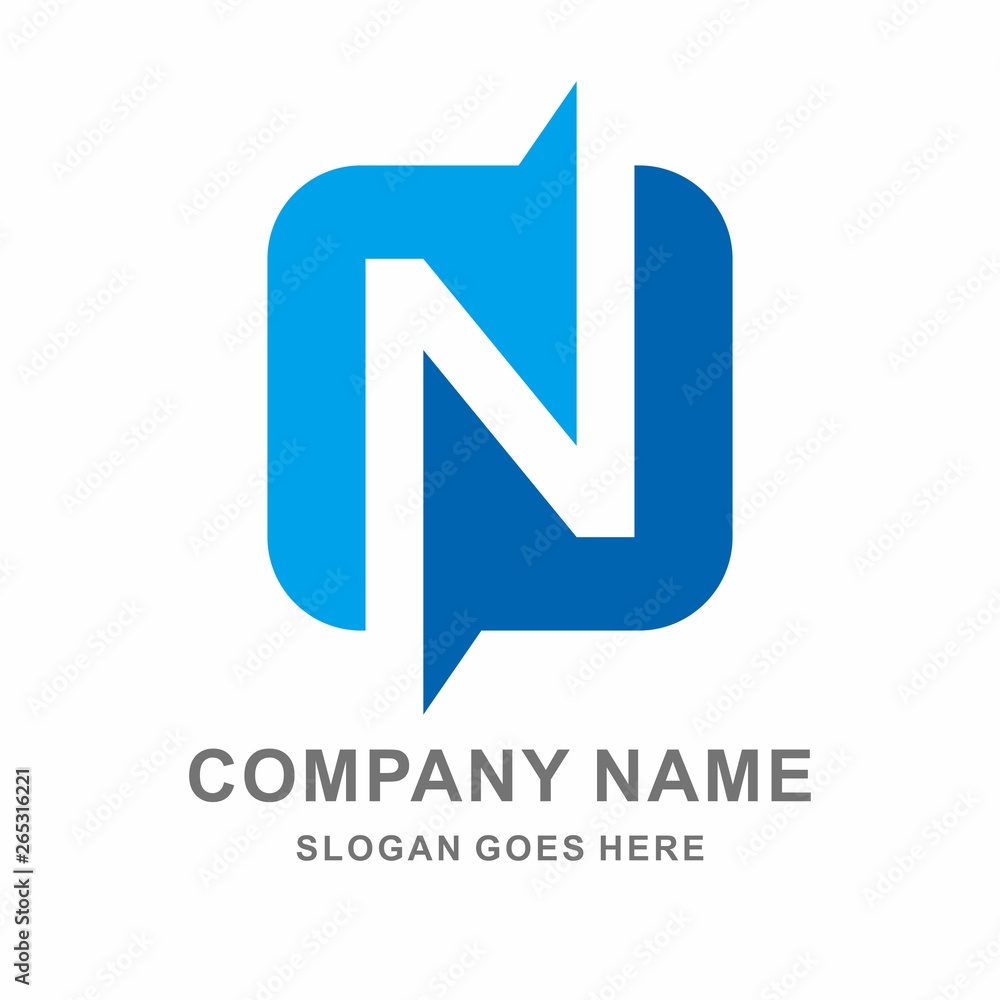 Monogram Letter N Geometric Square Business Company Vector Logo Design Template Monogram Letter N Geometric Square Business Company Vector Logo Design Template