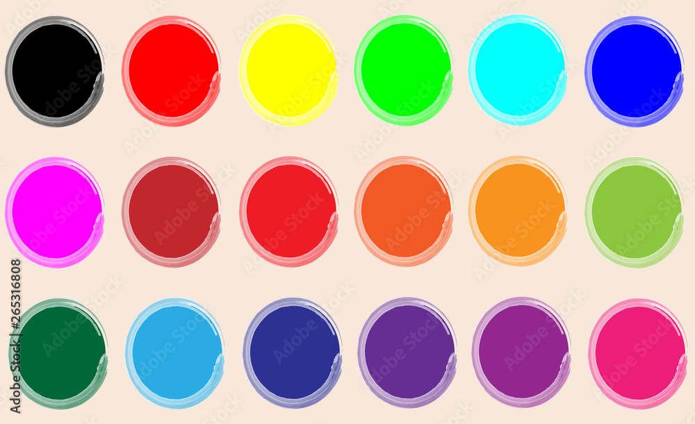 set color yellow red blue circles brush stroke. set color yellow red blue circles brush stroke.