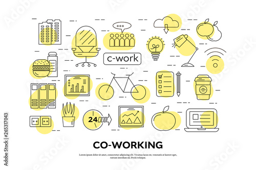 Coworking space horizontal banner template