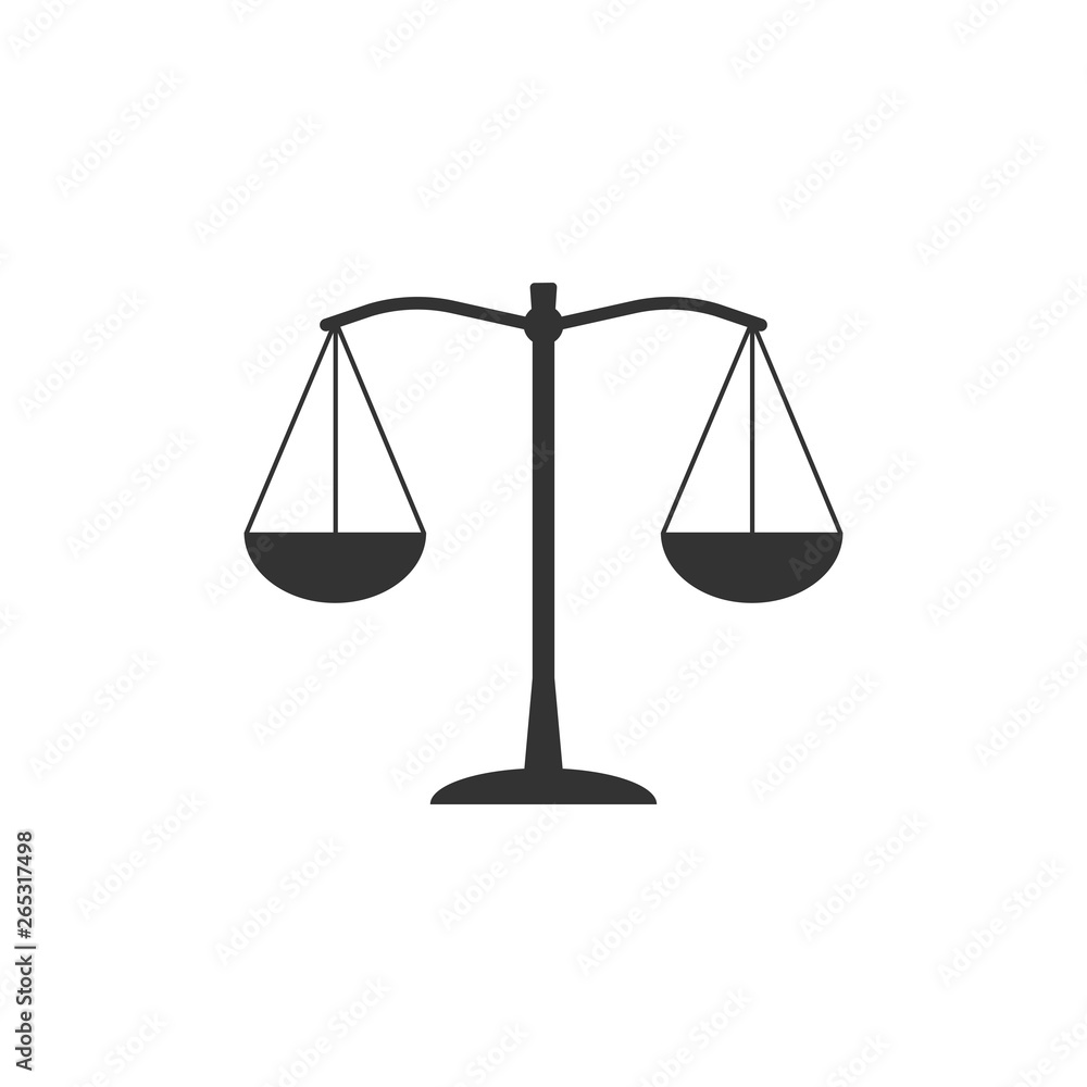 Balance scale icon. Vector illustration, flat design. Balance scale icon. Vector illustration, flat design.