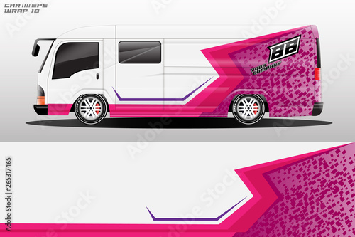 Van decal cargo and car wrap vector, truck, bus, racing, service car, auto designs . Graphic abstract background livery . 