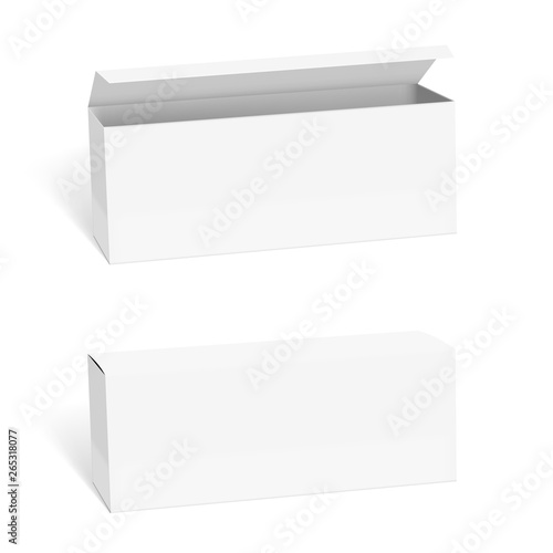 Set Of Small White Cardboard Boxes With Shadows