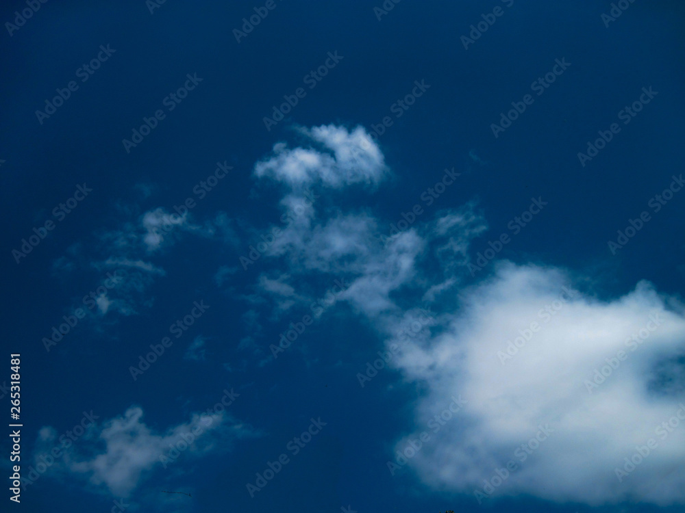 Blue sky with white clouds. Clear evening time view background