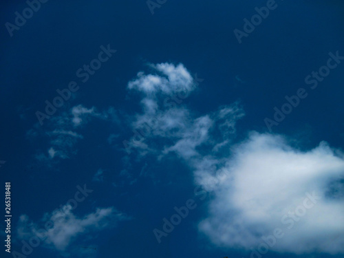 Blue sky with white clouds. Clear evening time view background