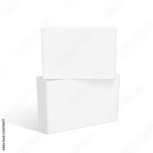 Set Of Small White Cardboard Boxes With Shadows