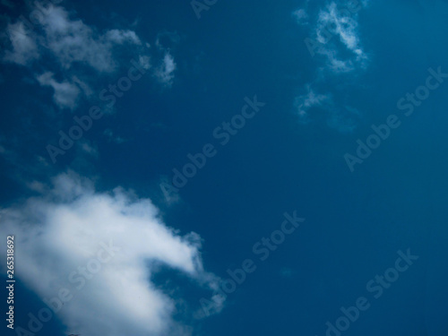 Blue sky with white clouds. Clear evening time view background