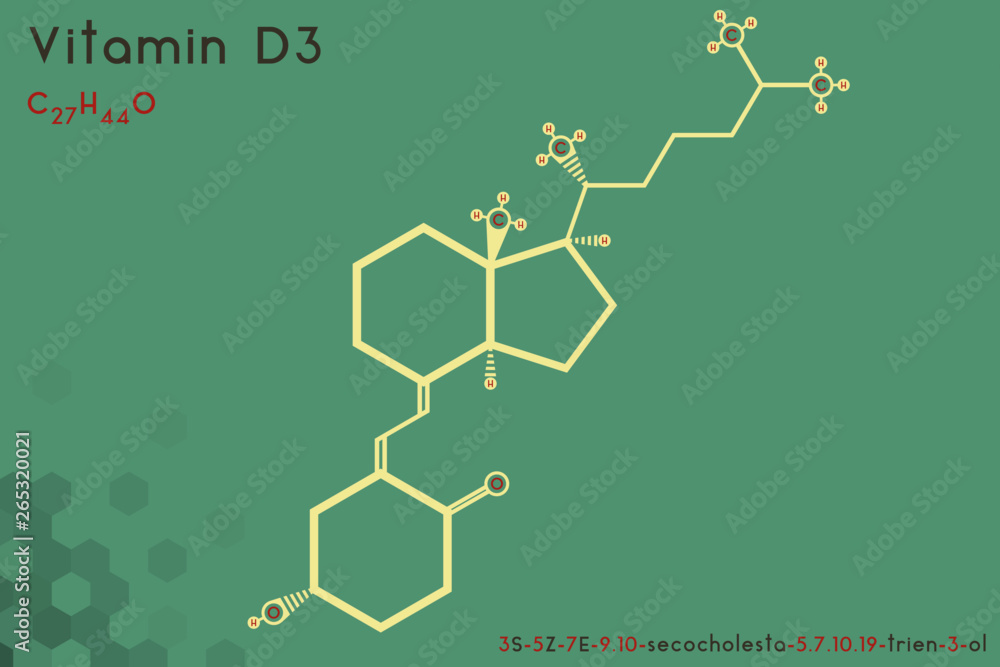 Fototapeta premium Large and detailed infographic of the molecule of Vitamin D3.