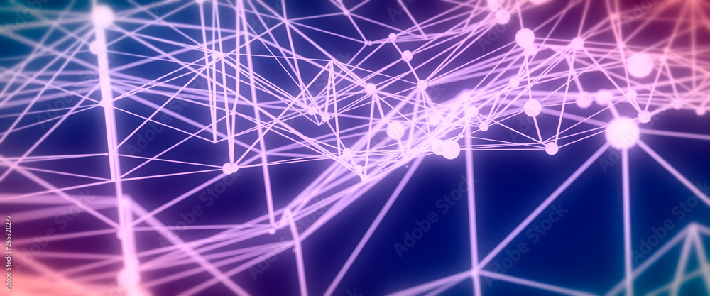 Molecule and communication background. Brochure or web banner design. Lines and spheres. Medical, technology, chemistry, science relative. Shallow depth of field. 3D rendering. Molecule and communication background. Brochure or web banner design. Lines and spheres. Medical, technology, chemistry, science relative. Shallow depth of field. 3D rendering.
