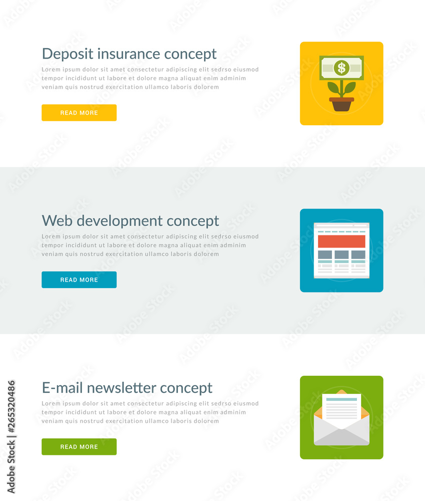 Website headers or promotion banners templates and flat icons design. Website headers or promotion banners templates and flat icons design.