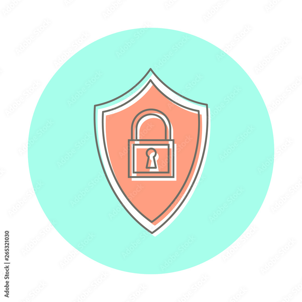 Security shield icon. Line logo style, website design element Security shield icon. Line logo style, website design element