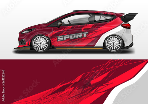 Car wrap decal design vector. Graphic abstract background kit designs for vehicle, race car, rally, livery 