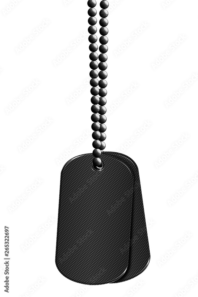 Fototapeta premium black chrome metal tag and necklace.
