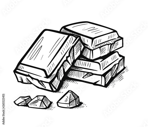 Pieces of black and white chocolate bar