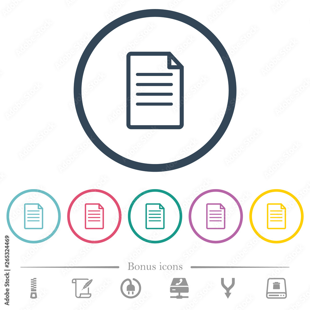 Single Document flat color icons in round outlines Single Document flat color icons in round outlines