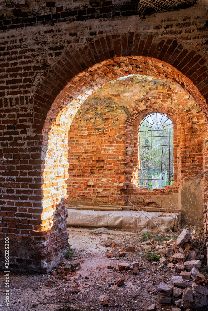 Fototapeta premium Ruin interior old brick architecture
