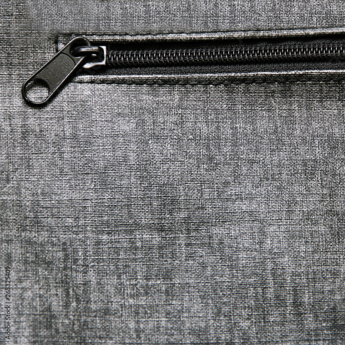 Fabric background. Zipper close up