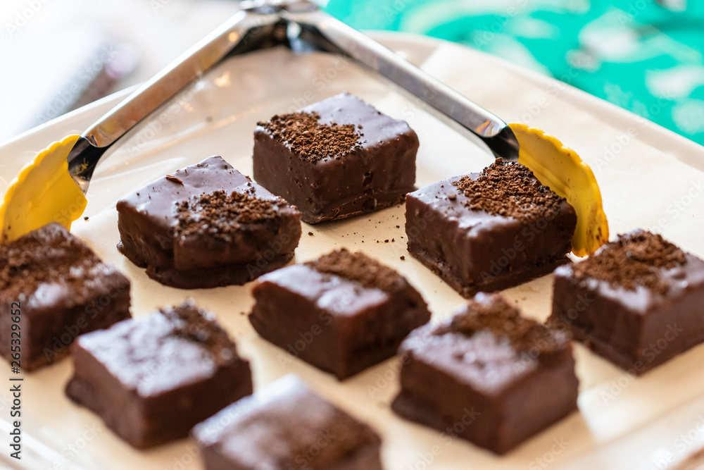 pieces of chocolate on plate pieces of chocolate on plate