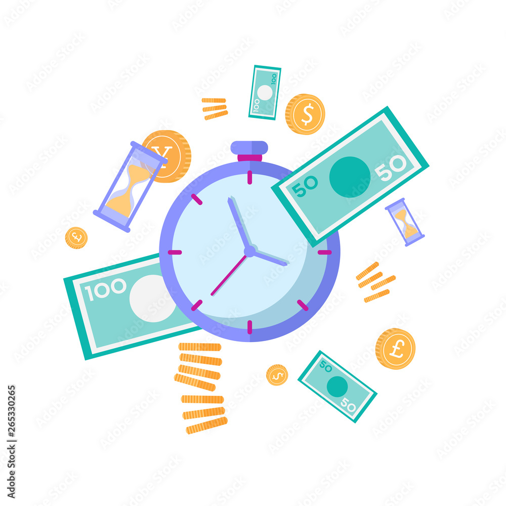 Time Effective Saving Money Management Flat Banner Time Effective Saving Money Management Flat Banner