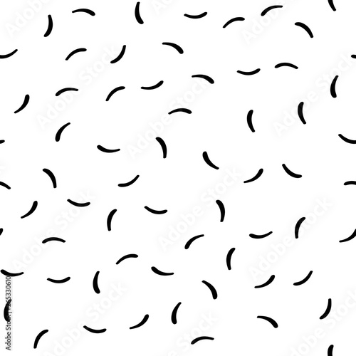 Vector seamless pattern in doodle style. Retro memphis geometric line shapes. Retro fashion style 80s. Black and white abstract jumble texture.