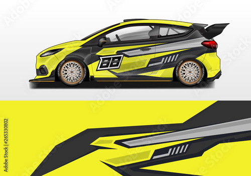 Car wrap decal design vector. Graphic abstract background kit designs for vehicle, race car, rally, livery  © Alleuy