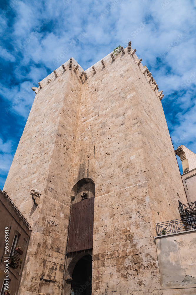 Torre dell'Elefante (Iower of the elephant)  a medieval tower in the Castello district of Cagliari, Sardinia, Italy. Built in the XIII century