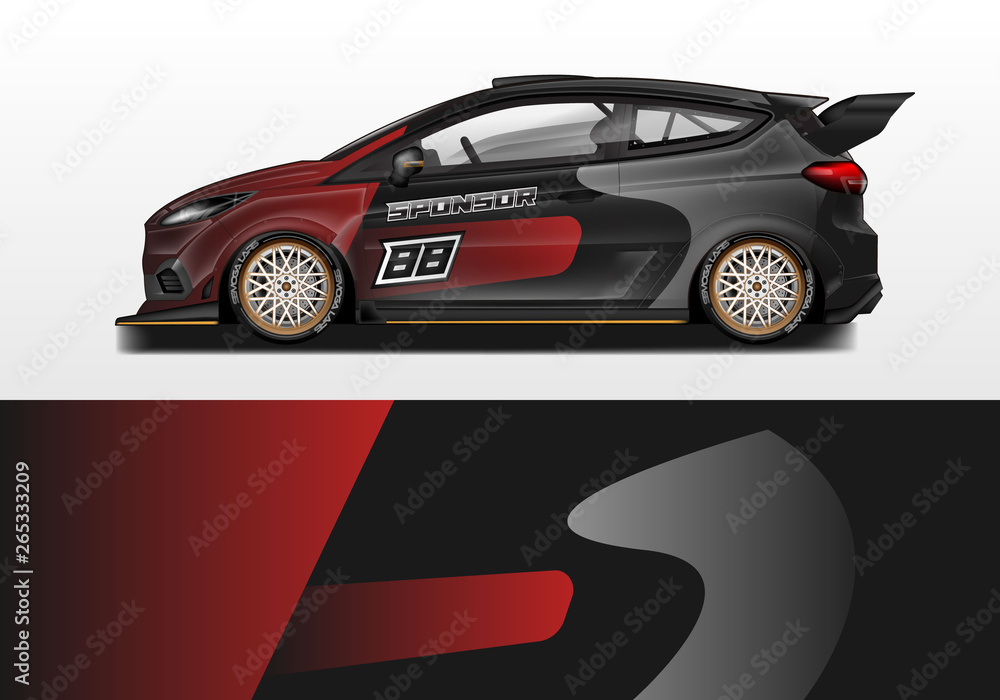Car wrap vector , supercar, rally, drift . Graphic abstract stripe racing background 