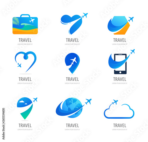 Travel, tourism agency logo design, icons and symbols