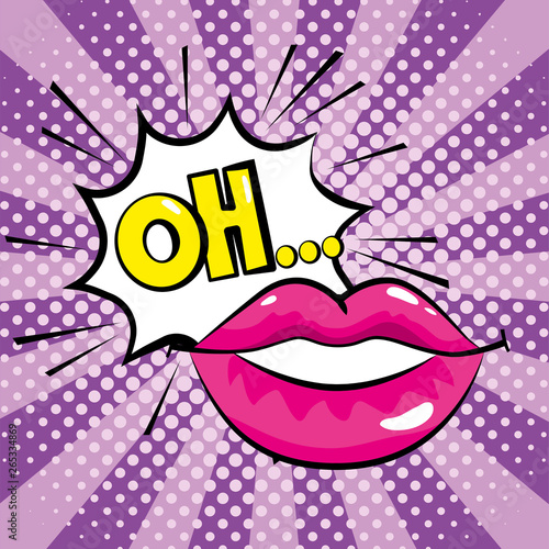 mouth and star with oh pop art message
