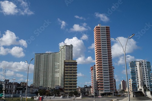 Downtown Havana  Cuba  high rise apartment blocks