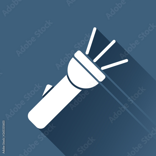 Turned on flashlight illustration. Searching vector icon