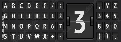 Terminal flip board font for flight destination and timetable vector illustration.