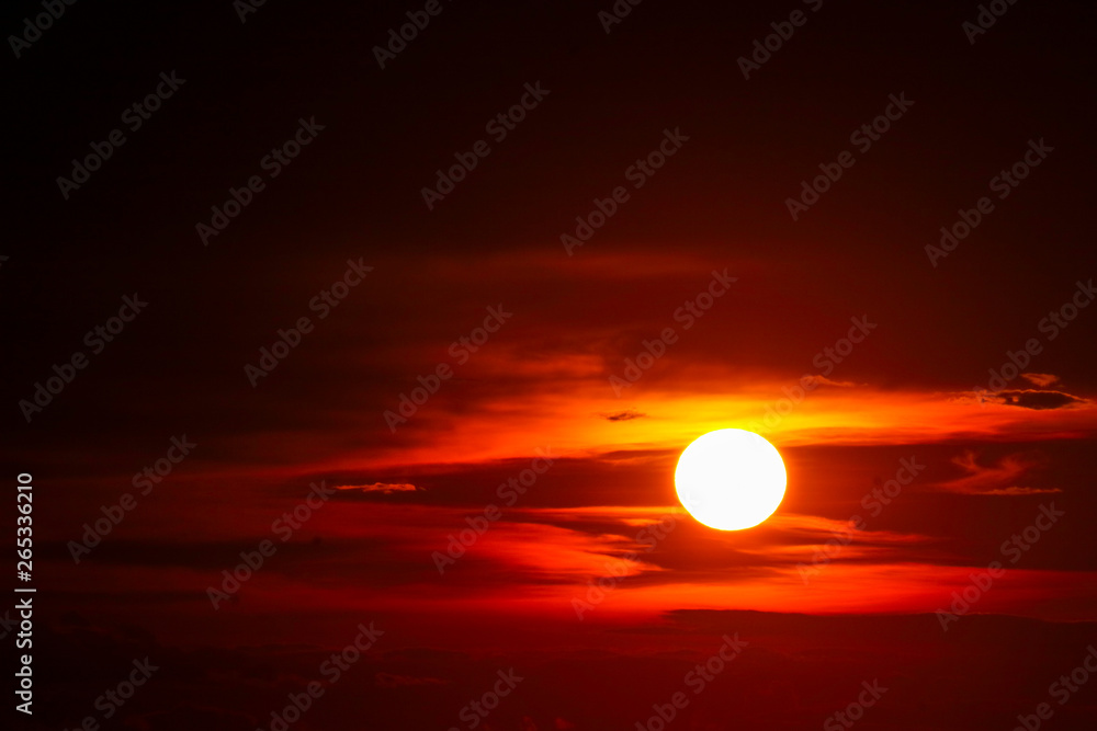 sunset on sea and ocean last light red sky silhouette cloud sunset on sea and ocean last light red sky silhouette cloud