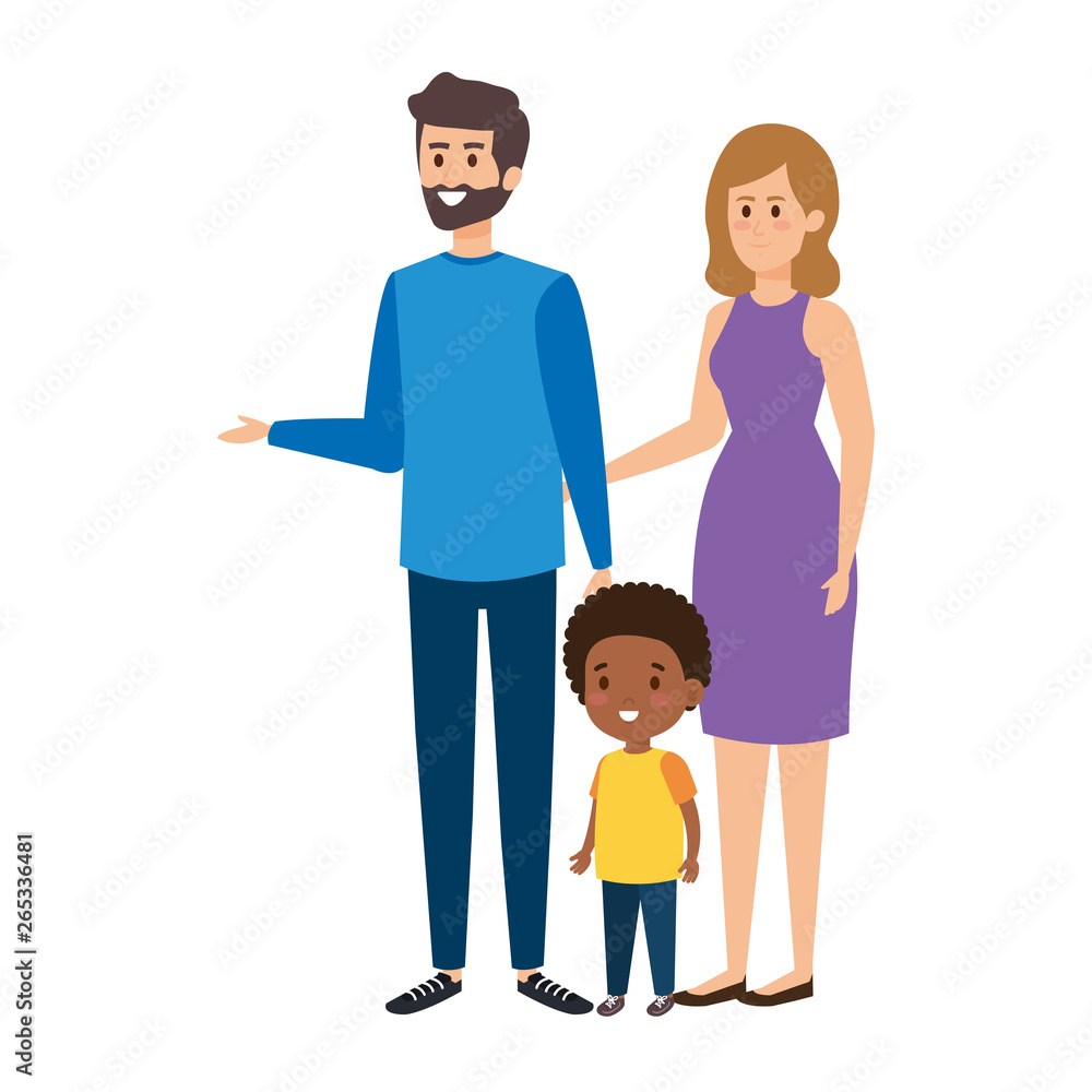 interracial parents couple with son characters