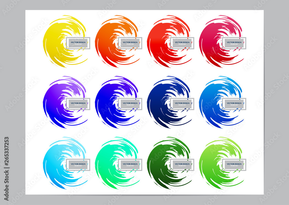 Collection of bright colored brush strokes on a white background. Collection of bright colored brush strokes on a white background.