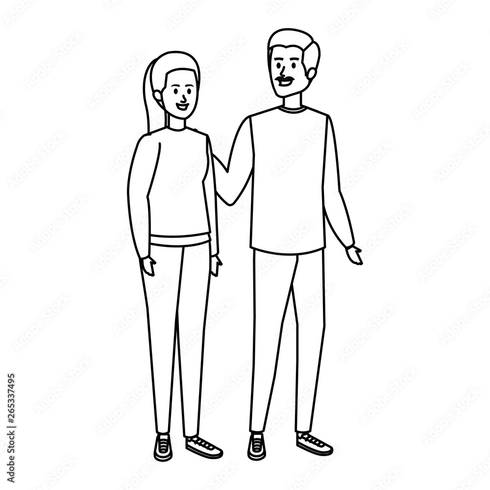 young couple avatars characters young couple avatars characters