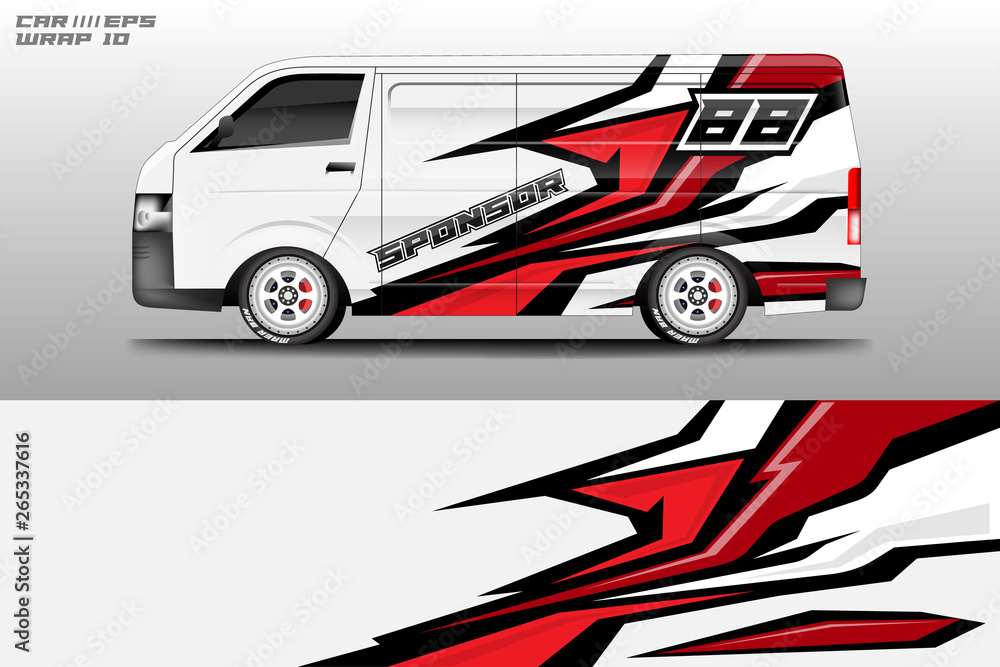 Van wrap design. Wrap, sticker and decal design for company. Vector format Van wrap design. Wrap, sticker and decal design for company. Vector format