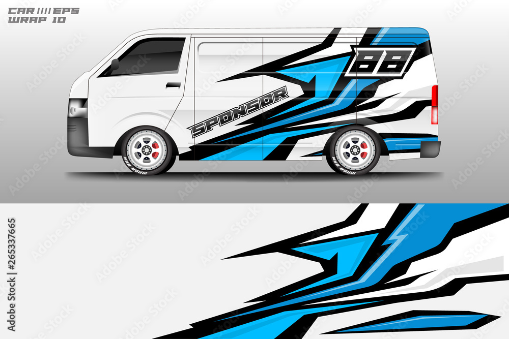 Van wrap design. Wrap, sticker and decal design for company. Vector format Van wrap design. Wrap, sticker and decal design for company. Vector format