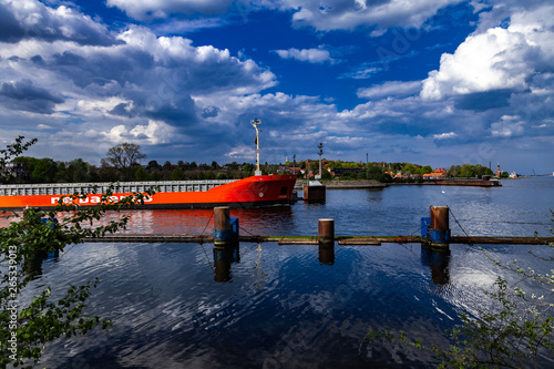 Frachtschiff auf dem Nord-Ostsee-Kanal bei Kiel photo