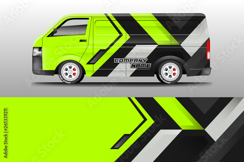 Van decal cargo and car wrap vector . Graphic abstract background livery 