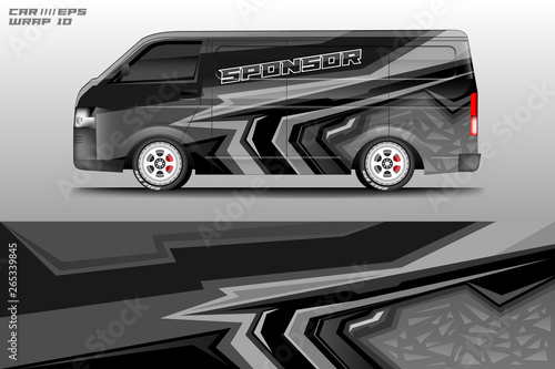 Van decal cargo and car wrap vector . Graphic abstract background livery 
